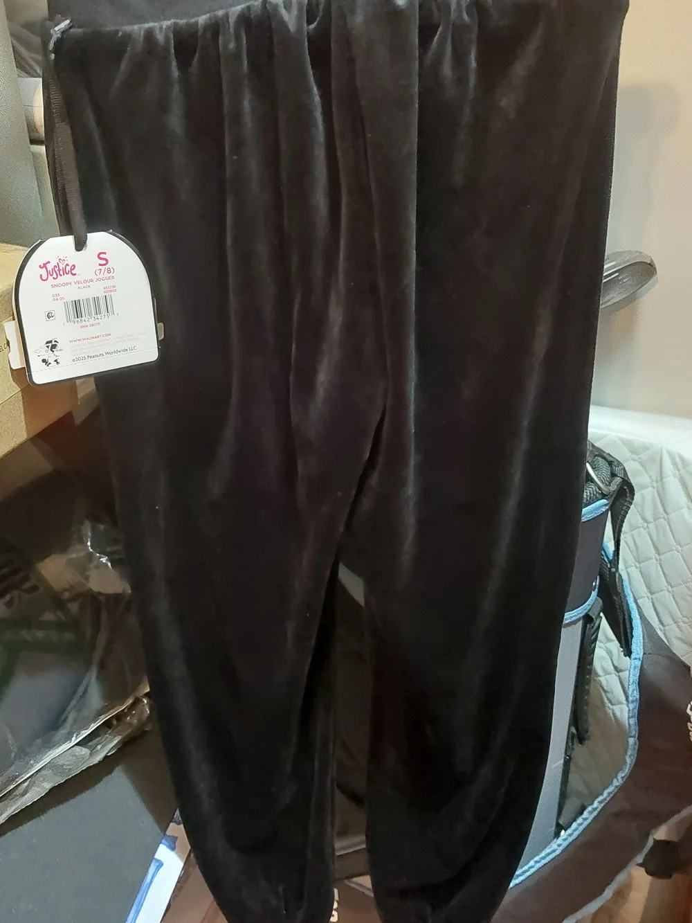 Justice Black Velour Snoopy Jogger Leggings